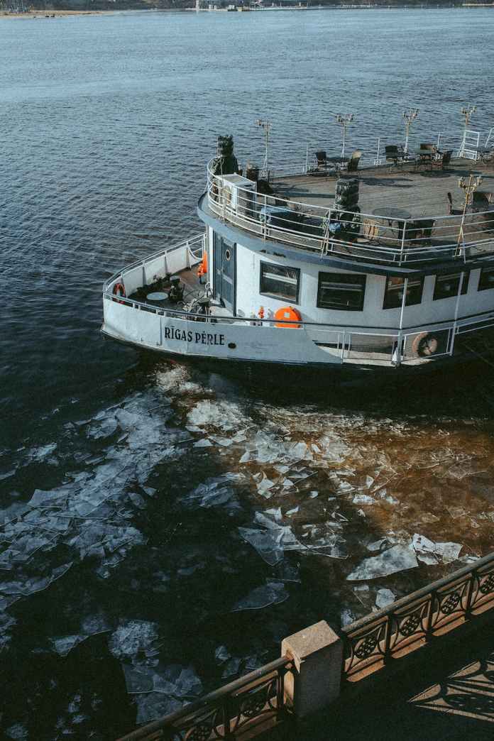 a prow of a boat on a frozen sea